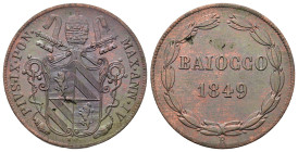 Vatican City. Pius IX (1846-1870). AE 1 Baiocco 1849. (30mm, 9,5g).