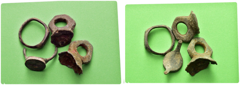 Mixed lot of 4 Medieval Æ rings and seals. Lot sold as is, no return.