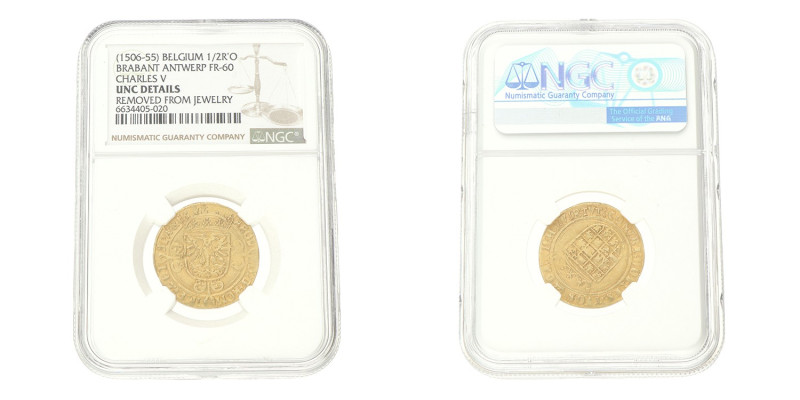 No reserve - Halve gouden reaal. Brabant. Antwerpen. Karel V. Z.j. (1506-55). UN...