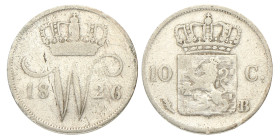 No reserve - 10 Cent. Willem I. 1826 B. Fraai +.
Sch. 306. 1,6 g. Dit kavel wordt geveild zonder minimumprijs.