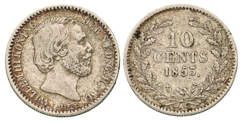 No reserve - 10 Cent. Willem III. 1853. Zeer Fraai.
Sch. 642. 1,4 g. Dit kavel ...