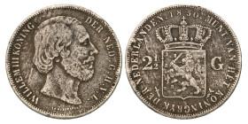 No reserve - 2½ Gulden. Willem III. 1850. Zeer Fraai.
Sch. 576. 24,3 g. Dit kavel wordt geveild zonder minimumprijs.