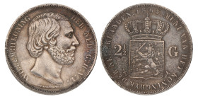 No reserve - 2½ Gulden. Willem III. 1863. Zeer Fraai +.
Gepoetst. Sch. 589. 24,92 g. Dit kavel wordt geveild zonder minimumprijs.