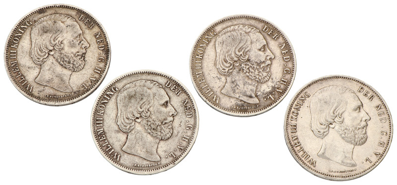 No reserve - Lot (4) 2½ Gulden. Willem III. 1850 - 51 - 54 - 70. VF - XF.
Sch. ...