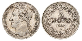No reserve - Belgium. Leopold I. 5 Francs. 1848.
Lightly cleaned. M. 14. 24,86 g. VF +. Dit kavel wordt geveild zonder minimumprijs.