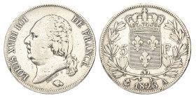 No reserve - France. Second kingdom. Louis XVIII. 5 Francs. 1823 A.
Cleaned. Gad. 614. 24,95 g. VF. Dit kavel wordt geveild zonder minimumprijs.