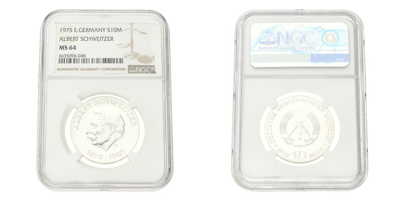 No reserve - Germany. DDR. 10 Mark - Albert Schweitzer. 1975.
NGC Graded: 66350...