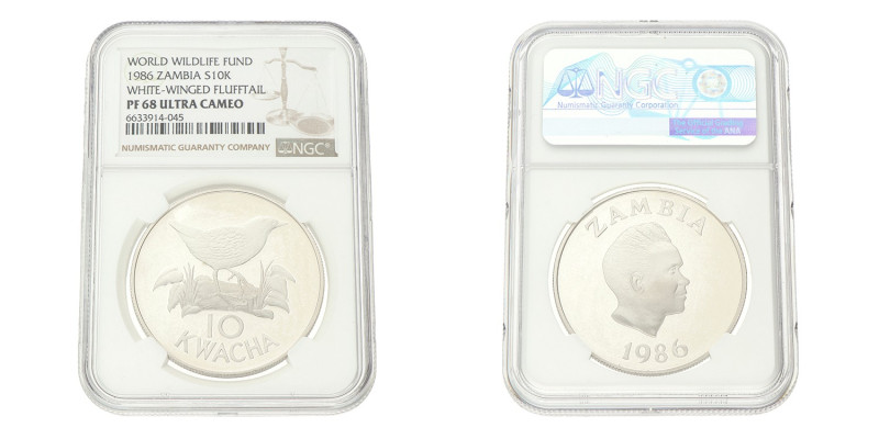 No reserve - Zambia. 10 Kwacha - World Wildlife Fund. 1986.
NGC Graded: 6633914...