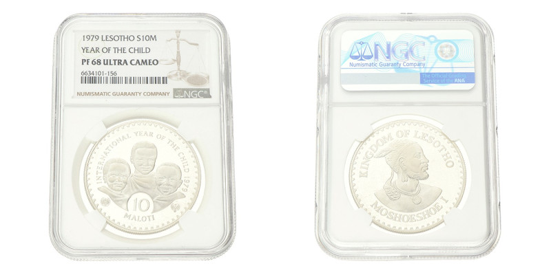 No reserve - Lesotho. 10 Maloti - Year of the Child. 1979.
NGC Graded: 6634101-...