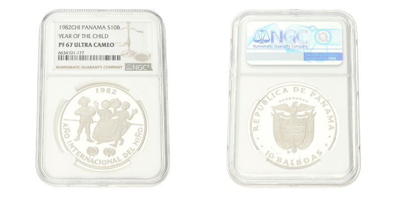 No reserve - Panama. 10 Balboas - Year of the Child. 1982.
NGC Graded: 6634101-...