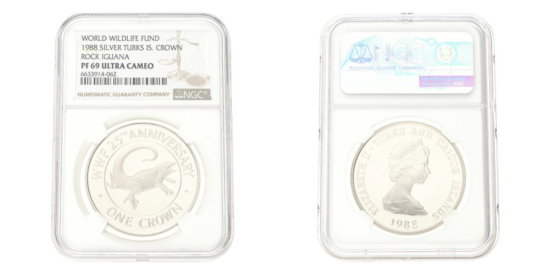 No reserve - Turks and Caicos Islands. 1 Crown - World Wildlife Fund. 1988.
NGC...