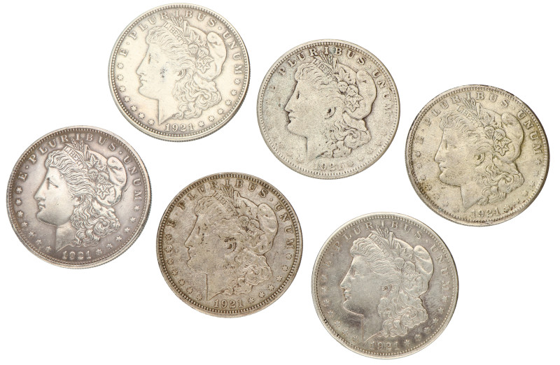 No reserve - USA. San Francisco, Denver, Philadelphia. Lot (6) Morgan Dollar. 19...