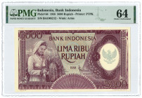 No reserve - Indonesia. 5000 rupiah. Banknote. Type 1958. - UNC.
Serienummer BAO05212. PMG-64. - UNC. Dit kavel wordt geveild zonder minimumprijs.