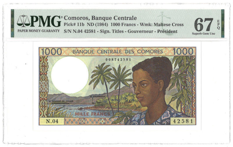 No reserve - Comoros. 1000 Francs. Banknote. Type 1984. - UNC.
UNC. Dit kavel w...