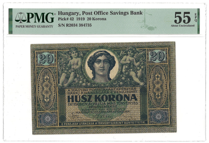 No reserve - Hungary. 20 korona. banknote. Type 1919. - About UNC.
About UNC. D...