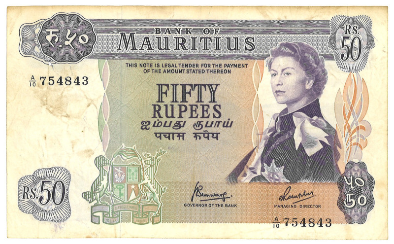 No reserve - Mauritius. 50 Rupees. banknote. Type ND. - Fine.
Fine. Dit kavel w...