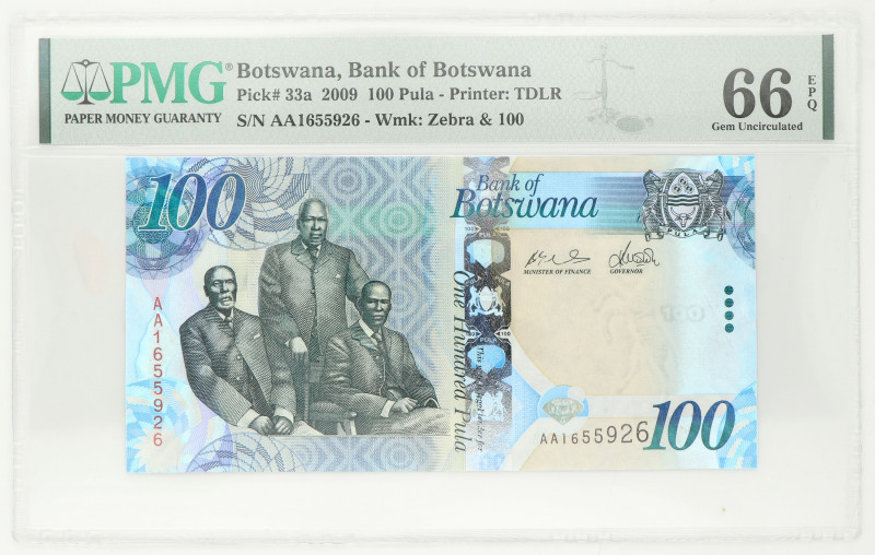 No reserve - Botswana. 100 Pula. Banknote. Type 2009. - UNC.
UNC. Dit kavel wor...