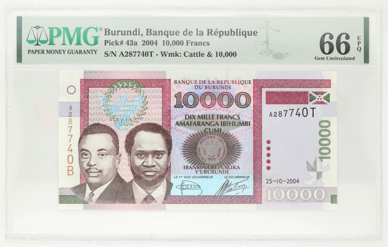 No reserve - Burundi. 10.000 Francs. Banknote. Type 2004. - UNC.
UNC. Dit kavel...