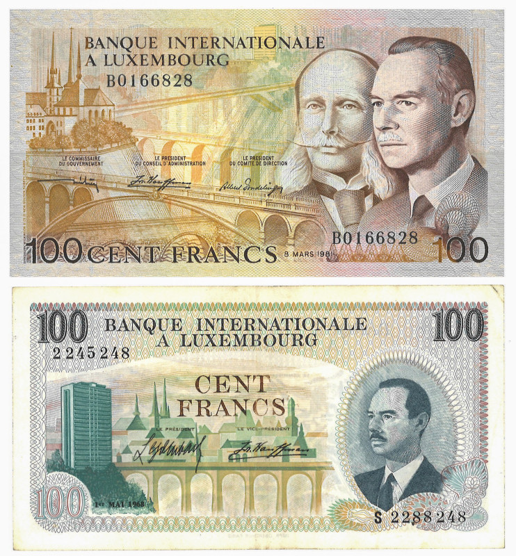 No reserve - Luxemburg. lot 2 banknotes. Type 1968/1981. - Very fine / Extremely...