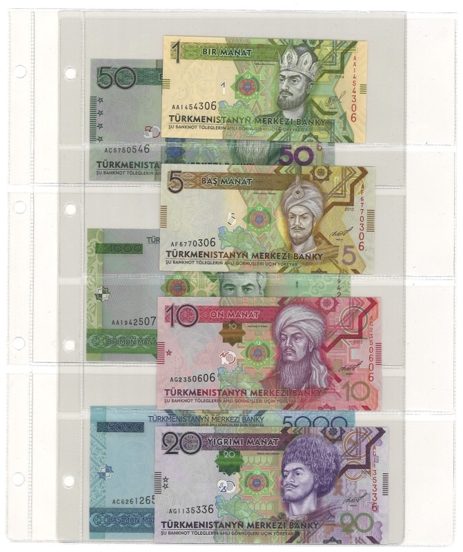 No reserve - Turkmenistan. lot 7 banknotes. Type 2012/2014. - UNC.
UNC. Dit kav...