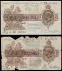 One Pounds Treasury (2) Bradbury 1917 T16 F/17 437057 Good and Warren Fisher 1923 T31 L1/35 087154 VF with some faint stains
Estimate: 100-150