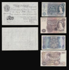 Five Pounds O'Brien white B276 dated 23rd November 1955 VF with inked number front top. Ten Pounds Hollom Lion and Key A28 prefix VF, Five Pounds Holl...