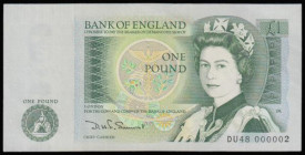 One Pound Somerset 1981 Isaac Newton B341 interesting serial number DU48 000002 AU
Estimate: 25-45