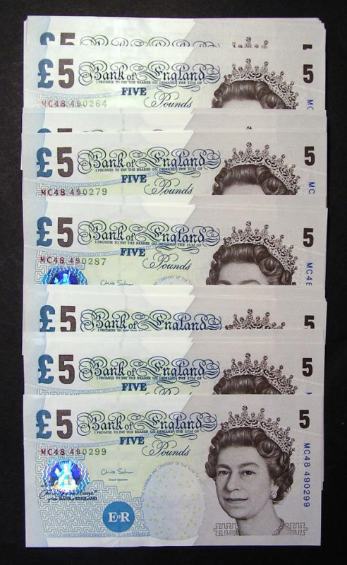 Five Pounds Salmon 2012 issues Elizabeth Fry reverse prefix MC48 a mint block of...