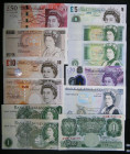 Bank of England a high grade group Fifty Pounds Salmon B410 Unc, Twenty Pounds John B416 polymer AU (one centre fold), Ten Pounds Gill B354 Unc, Kentf...