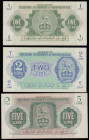 British Military Authority in Tripolitania (Libya) all issued in 1943, 1 lire PickM1a, 2 lire PickM2a, 5 lire PickM3a all Unc or near so
Estimate: 25...