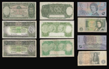 Australia 1 Pound Coombs and Watt George VI Pick 26c Fine, 1 Pound (1961) QEII green Coombs and Wilson Pick 34 (3) F-VF, 10 Shillings George VI Armita...