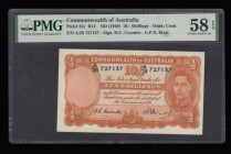 Australia 10 Shillings Pick25c, 1949 issue, Coombes/Watt, Choice About Uncirculated PMG 58 EPQ
Estimate: 200-300