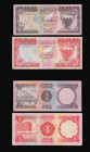 Bahrain 1973 issues (4) 10 Dinars Pick 9 VF, 5 Dinars Pick 8A EF (centre fold), 1 Dinar Pick 8 GVF, Half Dinar Pick 7 EF (centre fold)
Estimate: 20-4...