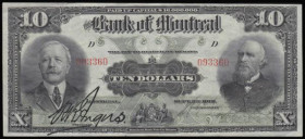 Canada Bank of Montreal 10 Dollars September 3rd 1912 Pick S539 series D 093360 strong bold and firm VF or better and a seldom offered type
Estimate:...