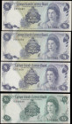Cayman Islands Currency Board Queen Elizabeth II issues (4) including 1 Dollars (3) including Pick 1b L. 1971 (2) serial numbers A/2 373643 and A/2 97...