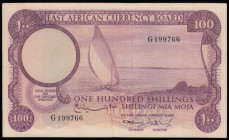 East Africa 100 Shillings, 1964 issue, dhow at centre, Pick 48a, VF
Estimate: 40-60
