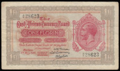 East Africa Currency Board 1 Florin Pick 8 dated 1st May 1920 serial number A/4 28623 3 signatures at lower centre. A Thomas De La Rue printing in oli...
