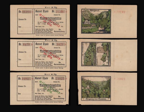 Germany 50 Pfennig Thale Notgeld in mixed grades (5) printed entertainment ticke...