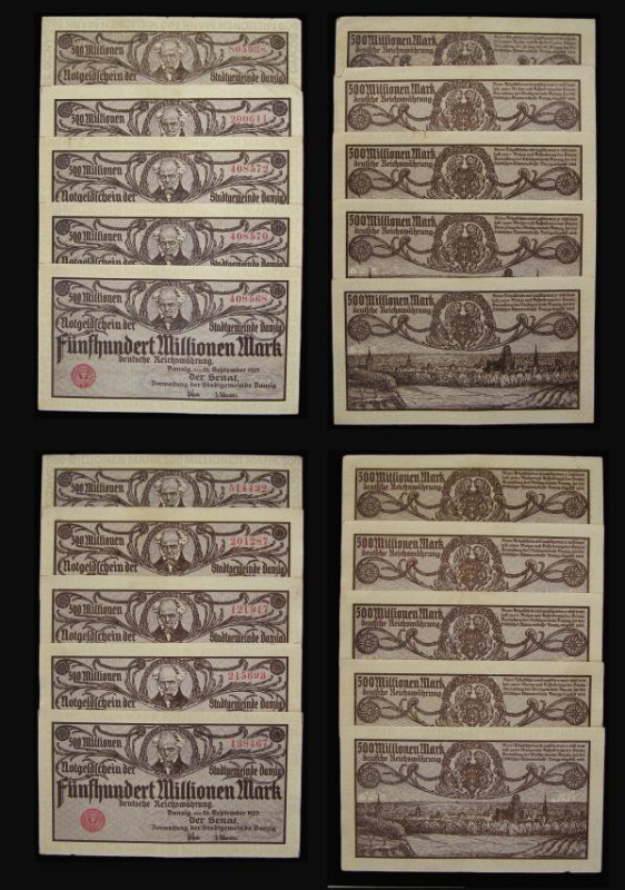 Germany 500 Million Mark Danzig 26 September 1923 grey and black on white, red s...