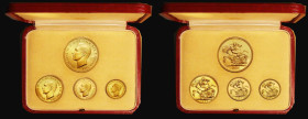 Proof Set 1937 (4 coins) Five Pounds to Half Sovereign comprising Five Pounds UNC to nFDC with some hairlines and light toning, Two Pounds UNC toned w...