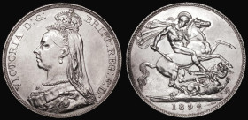 Crown 1892 ESC 302, Bull 2592, EF cleaned, but not unattractively so
Estimate: 140-160