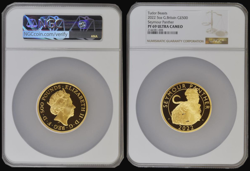 Five Hundred Pounds 2022 Royal Tudor Beasts - Seymour Panther 5oz. Gold Proof S....