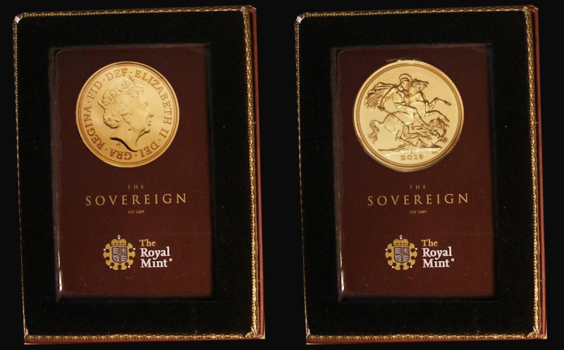 Sovereign 2019I struck in India BU on the Royal Mint's presentation card and box...