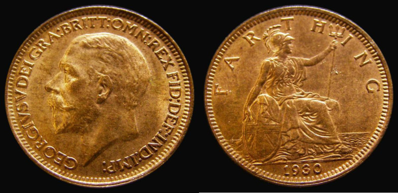 Farthing 1930 Freeman 613 dies 3+B UNC with around 80% lustre, in an LCGS holder...