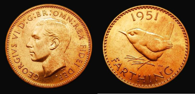 Farthing 1951 Proof Freeman 657, dies 2+A, nFDC lustrous with a hint of colourfu...