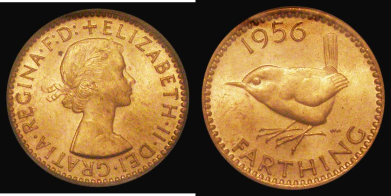 Farthing 1956 Freeman 669 dies 3+D Choice UNC with practically full lustre, in a...