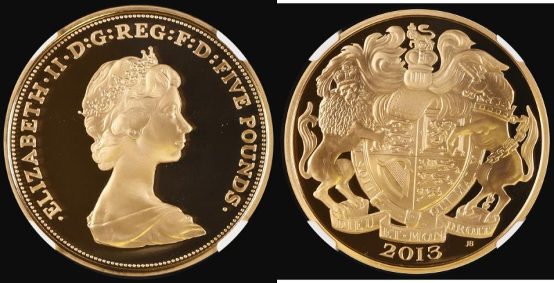 Five Pound Crown 2013 The Queen's Portraits - Machin Portrait Gold Proof S.L29 i...