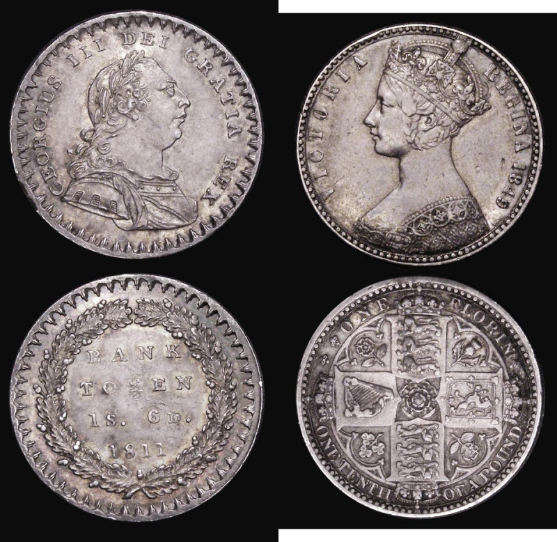 Florin 1849 ESC 802, Bull 2815 Good Fine, cleaned, One Shilling and Sixpence Ban...