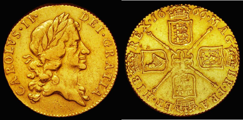 Guinea 1666 S.3342 Good Fine, the obverse with some contact marks, overall of pl...