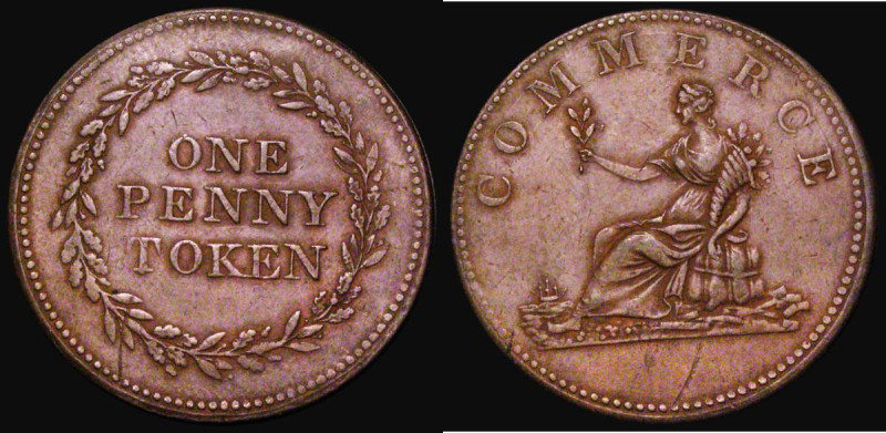 Penny 19th Century Channel Islands - Jersey Obverse ONE PENNY TOKEN within a clo...